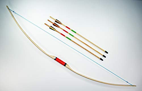 SIEBERT Kinderbogen aus Holz Holzbogen für 5-9jährige Bogenset Pfeile mit Gummiblunt (rot, rechtshand)