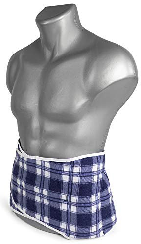 Cojín termico XXL con semillas de colza, compartimentado en 7, con cierre adhesivo, aprox. 135cm. - franela a cuadros azul y color azul - Cinto termico lumbar