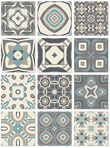 Panorama Azulejos Adhesivos Cocina Baño Pack de 72 Baldosas de 10x10cm Modelo Hidráulico Azul - Revestimiento de Paredes - Cenefas Adhesivas
