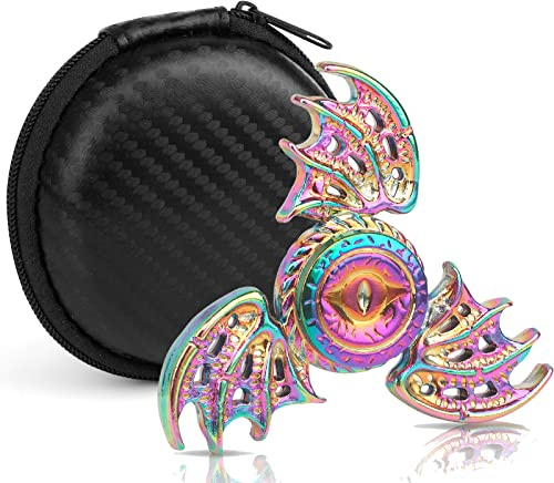 Dragon Fidget Spinner Toys for Kids Adults, Phoenix Fidgit Spinner Desk Toy Metal, Stress Relief Toys Spin Fidgets Hand Finger Spinners Toy Focus Fidgeting Tri Spinner Novelty Gift Prize with Case