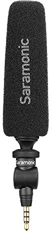 Saramonic Microfono unidirezionale Micro-Shotgun con uscita TRRS da 3,5 mm per smartphone, tablet, computer e altro ancora con porta cuffie da 3,5 mm (SmartMic5S)