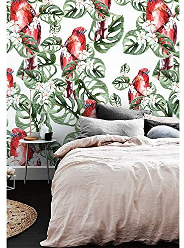 Coloray Fototapete 416x254 cm Selbstklebende Tapete Mehrfach Klebbar Wandaufkleber Zimmer, Wohnzimmer, Büro Zuhause Dekor Einfach Ablösbar An Einer Wand - Papagei verlässt tropisches Zuhause