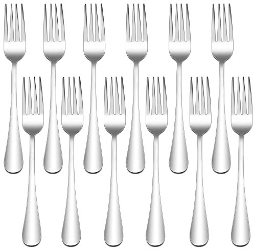 Gabeln 12 Stück, Joyfair Edelstahl Tafelgabeln Menügabeln Set, Elegantes & Modernes Gabeln Besteck Set, 19.5cm Große Essgabel für Zuhause/Restaurant/Hotel, Hochglanzpoliert & Spülmaschinenfest