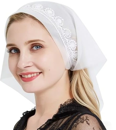 TINAYAUE Foulard pour Mariage - Voile d'Eglise pour Femme Catholique Étole Chapelle Tête Mini châle Mousseline Voile de Mariée Couverture Visage Châle