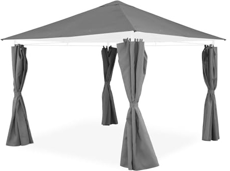 sweeek Tettoia + Tende per pergolato Elusa 3x3m, Copertura del Tetto + Tende per pergola Elusa 3x3m, Grigio, 299x299x183 cm