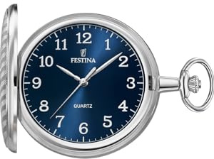 Festina Taschenuhr Herren mit Kette - Edelstahl 316L - Quarzwerk - Klassisch, Vintage und Elegant F2021/2