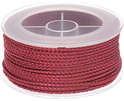 sourcing map Hilo de Nylon, Cuerda de Abalorios de Cordel, Cordón Trenzado Extrafuerte 1,6mm para Pulseras Joyería Fabricación Bricolaje Artesanía 16M/52 Pies, Oscuro Rojo