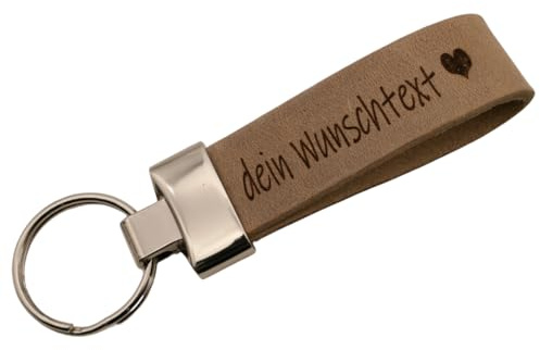 AnnaMatoni Schlüsselanhänger hochwertiges echt Leder mit Wunschgravur, individuelle Gravur-Leder Schlüsselanhänger personalisiert - Geschenk für Männer Frauen - 100% Handmade in Germany