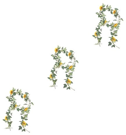 Warmhm 3stücke Künstliche Sonnenblumen Girlande Mit Grünpflanzen Ranke Dekoration Für Hochzeit Party Zuhause Realistische Kunstblumen Für Kreative Projekte