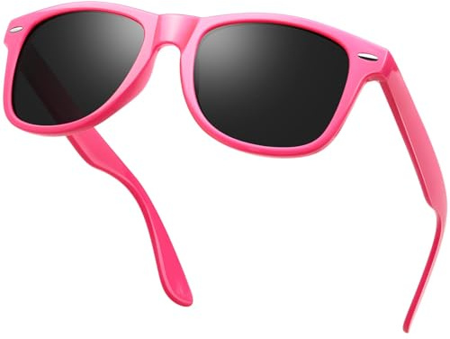 KANASTAL Gafas de Sol Fucsia Mujer Polarizadas Hombre Rosa Cuadradas Magenta Retro Vintage Modernas Playa Protección UV400 - Montura Fucsia con Negras Lentes