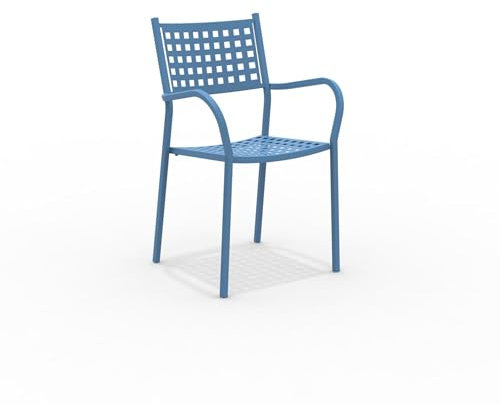 MONDO VIRO 8 Stück Gartensessel aus Metall Alice mit stapelbaren Armlehnen, 53 x 53 cm 85 cm (hellblau)
