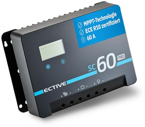 ECTIVE Laderegler Solar 12/24/36/48 Volt SC 60 PRO, effiziente Ladekurve | MPPT Solar-Laderegler 60A 150V mit Bluetooth, Solarladeregler Ladegerät für sämtliche Batterien, Effizientes Laden