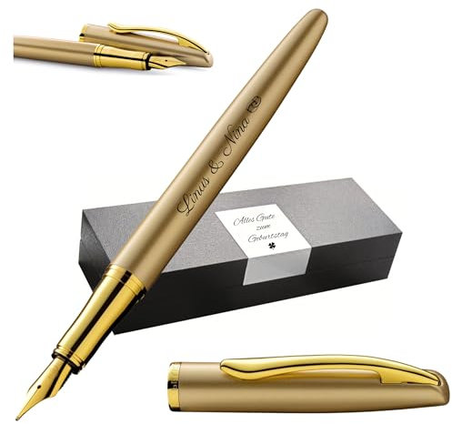 Pelikan Jazz® Noble Elegance P36 Füllhalter mit Gravur Geschenk - einzigartige Stifte mit Namen - personalisierte Geschenke - Füllfederhalter personalisiert (Gold Gelb)