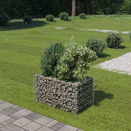 Iiaky Lit surélevé à Gabion Acier galvanisé 90x50x50 cm,Bordure Pierre,Kit Gabion,Gabion Jardiniere