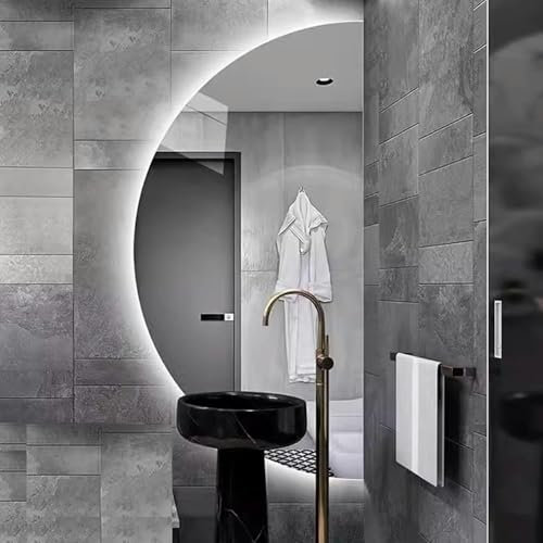 FLTRGO Specchio cosmetico LED a Mezzaluna dimmerabile a 3 Colori Specchio cosmetico retroilluminato antiappannamento Grande 48x24 con Interruttore Touch~/