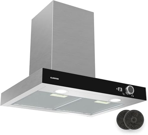 Klarstein AirNova Dunstabzugshaube - 60 cm Wandhaube, 620 m³/h Luftstrom, A++ Energieeffizienz, LED-Beleuchtung, 49 dB Leise, Umluft & Abluft, Edelstahl