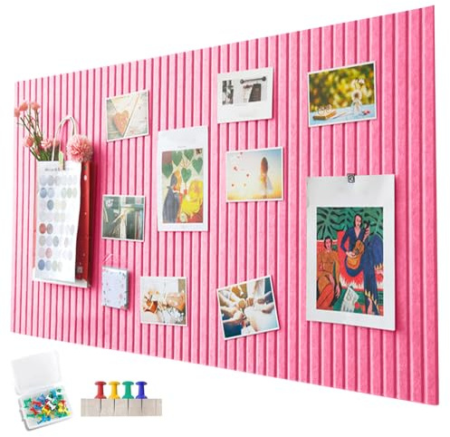 Penbinmall 60 x 40cm große korkplatte große Pinnwand,dekorative korkwand aus Filz,0,9cm dick,faltbare Fototafel mit selbstklebendem Klebeband,filz selbstklebend visionboard,pinnadeln filz,rosa