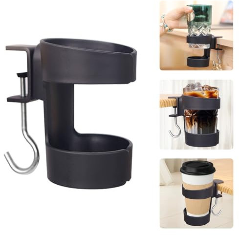 Desk Table Cup Coffee Drink Mug Mugs Holder Organizer Organizers and Storage Mount Accessories Tray, Black