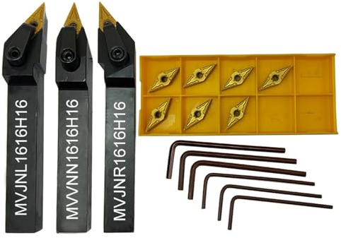 ASZLBYM 13Stuck 5/8 drehmeißel 16mm MVJNR1616H16+MVVNN1616H16+MVJNL1616H16 Indexierbarer CNC Drehbank Bohrstange，Und 10Stuck VNMG160404-MA/VNMG331-MA wendeplatten hartmetall drehwerkzeugeinsatz