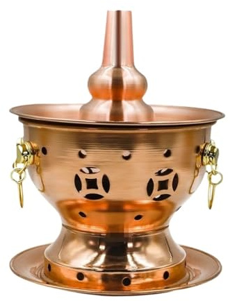 OWOHYG Pentola a Carbone per Cucinare, pentola a Carbone, pentola Singola in Rame per Campeggio, pentola in Rame per Cucinare, Utensili da Cucina (Rame 18 cm)