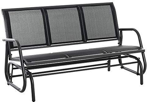 Gartenschaukel 3-Sitzer wetterfest Metall Schaukelbank Outdoor Gartenbank Balkon Terrasse Relaxstuhl stabil 300kg Schaukelfunktion Netzstoff Rückenlehne (147x75x85cm)