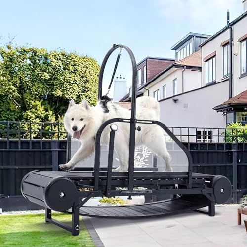 Dog Treadmill, Adjustable Ramp Canine Running Machine for Indoor Home Use, Supports Up to 300LBS, Includes Pedometer for Exercise & Fitness