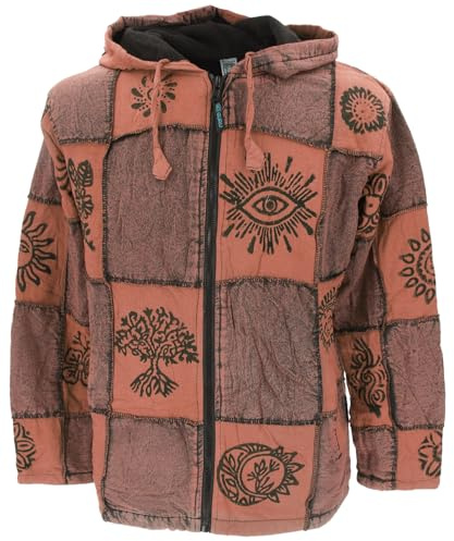 GURU SHOP Goa Veste patchwork en coton pour homme, marron, L