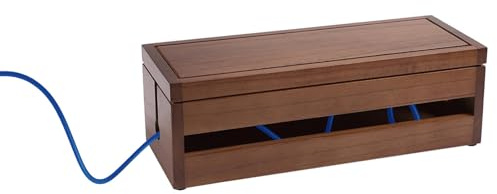 COHEALI Hochwertige Holz Kabelbox mit Abnehmbarem Deckel Große Steckdosen Aufbewahrungsbox für Kabel und Stecker Staubdichtes Kabelmanagement für Büro Küche und Wohnzimmer Braun