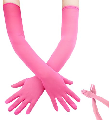 Lange Handschuhe Damen,Tüll Handschuhe Damen,Nylon Handschuhen Kostüm,Elegant Long Armstulpen Gloves Costume,55cm Netzhandschuhe,Meshhandschuhe für Halloween,Hochzeiten,Abend Party,Opernaufführungen