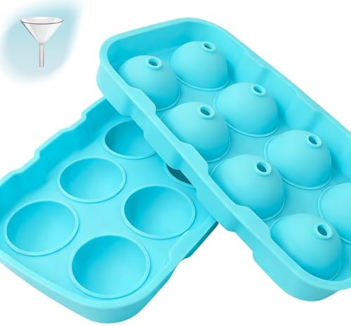 Eiswürfelform Rund, 8 Kugeln Ø 4,5 cm – Silikon Eiskugelformer mit Deckel, BPA-FREI & Lebensmittelsicher – Leicht zu Entformen, Spülmaschinengeeignet Eiswürfel für Whisky, Cocktail, Rum, Wodka(Blau)