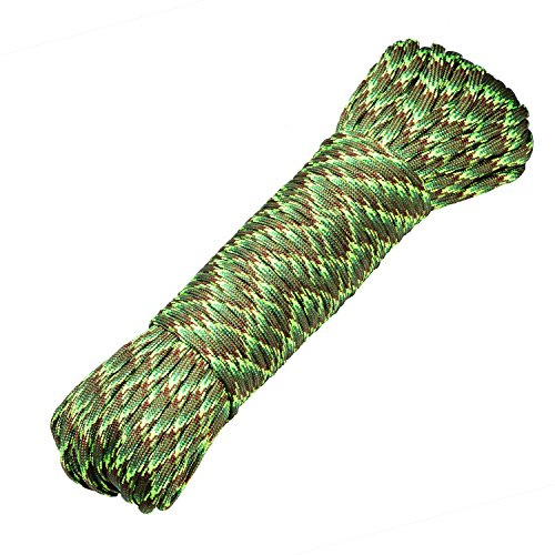 DonDon Cuerda de 30 Metros de Nylon Cuerda de Paracord Cuerda de Supervivencia para Actividades al Aire Libre, para Camping y para Manualidades 4 mm – 7 filamentos olivarero-Verde Claro-marrón