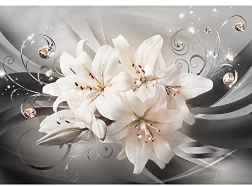 Runa Art Fototapete Blumen Lilien Modern Vlies Wohnzimmer Schlafzimmer - Made in Germany - 308 x 220 cm Schwarz Braun 9434010a