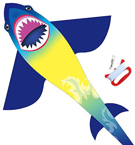 HONBO Shark Kite Drachen Flugdrachen, Easy Flyer Regenbogendrachen Bastelset für Erwachsene Leichtes Fliegen im Freien bei starkem