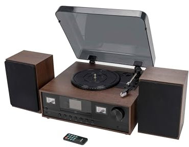 Equipo de música Denver MRD-52DARKWOOD. Radio FM y Dab. Tocadiscos y Reproductor de CD. Conexión Bluetooth. Carcasa de Madera