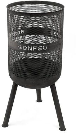 BonFeu Bonves Ø45cm Schwarz - Feuerkorb für den Garten - Feuertonne & Feuerstelle - aus stabilem Stahl - Mit Grillrost & Schürhaken zum Kochen - Feuerkorb mit Grillrost