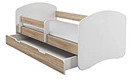 BDW Kinderbett Jugendbett mit Einer Schublade und Matratze Eiche Sonoma 160x80 || BESTPREIS ||