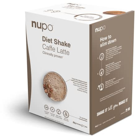 NUPO® Diät shakes zum abnehmen Glutenfrei [Caffe Latte - 12 Portionen] - Abnehm Shake für Frauen & Männer - Abnehmen Pulver - Trinkmahlzeit Mahlzeitenersatz Shake abnehmen - Slim Shake