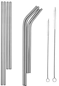 Westinghouse - Pajitas de acero inoxidable, 10 unidades, 8 pajitas, 2 cepillos de limpieza, acero inoxidable, reutilizables, ecológicas, diseño elegante, aptas para lavavajillas