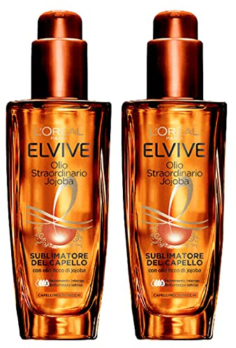 2 x L'Oréal Paris Elvive Öl Jojoba Haarsublimierer Intensiv, seidig und glänzend für sehr trockenes Haar, 2 Flaschen mit je 100 ml