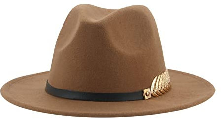 QBQZXAOSOWH Fedora Trilby Hut Damen Fedora Hüte Casual Solide Hüte Für Herren Gürtel Panamakleid Hochzeit Damen Fedora Hüte 56-58Cm Khaki