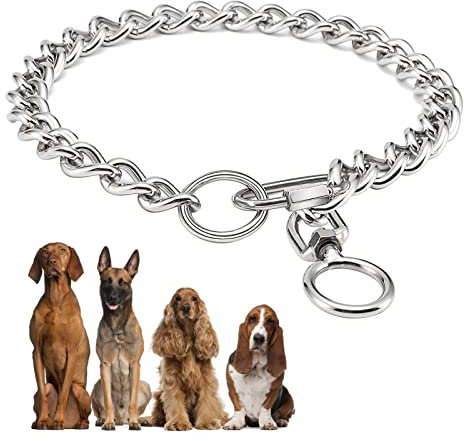Collares para Perros de Cadena, Collar de masticación de Metal de Acero Inoxidable Collar P -Cadena con Cierre de conexión para Perros pequeños medianos Grandes