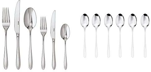 Sambonet 52515-83 Set Posate Monoblocco Dream, 36 Pezzi, Acciaio Inossidabile, tavola, unità & 52553A37 Taste - Set di Cucchiaini Moka – caffè monoblocco in acciaio inox 18/10, 6 pezzi