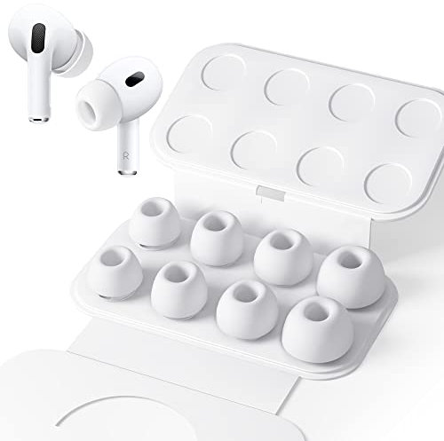 Seltureone 4 Paar Silikontips für Airpods Pro/Airpods Pro 2 mit Loch zur Geräuschreduzierung, Anti Rutsch Soft Silikon Airpods pro Ersatz-ohreinsätze (Verschiedene Größen，XS/S/M/L)