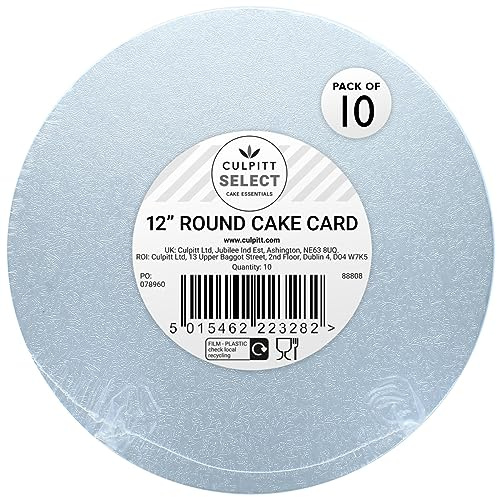 Culpitt Select 12 3mm Round Cake Boards, 3mm Double Thick Cards For Celebration Desserts, Birthday Treats, Cupcakes, and More! 12 Inch, Pack Of 10