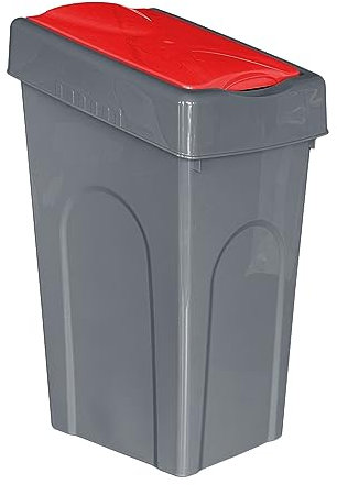 Optimal Products 50L Plastic Recycling Bin Rubbish Dustbin Kitchen Garden Recycle Waste Bin With Lid (Red, 1)