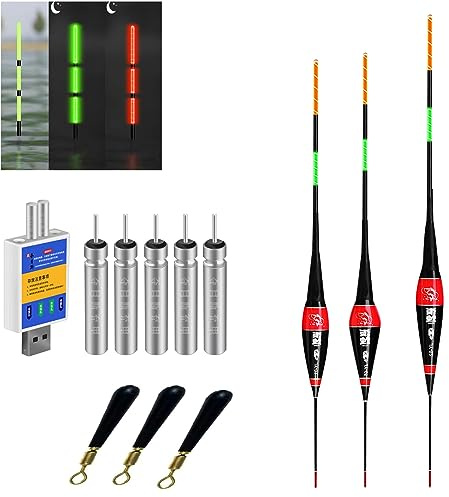 3 Stück Led Posen Angeln Mit Bissanzeiger, Posen Angeln Mit Gravity Sensing Und Basis, Angel Zubehör Zum Tauchgebiet Angeln Am See, Fluss Oder Teich. (Rot)