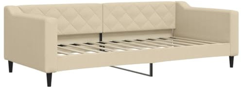 vidaXL Tagesbett, Gästebett 2-in-1, Sofabett Schlafsofa für Schlafzimmer Wohnzimmer, Bettsofa Sofa, Modernes Design, Creme 90x200cm Stoff