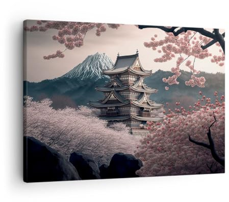 ARTTOR Tableau sur Toile Décoratif 70x50 cm Architecture Botanique - 5734 | Asie Japon japonais Impression sur Toile Décoration Murale Art Mural Toile Imprimée Salon Chambre Cuisine ARTTOR