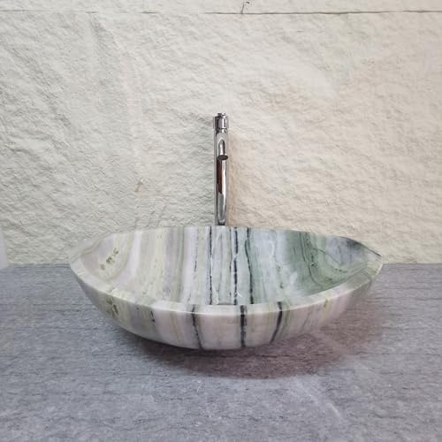 Lavandino ovale in pietra di marmo verde smeraldo Lavandino da appoggio del bagno