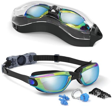 Hurdilen Kids Swim Goggles, Swimming Goggles for Kids with Nose Clip, Earplugs, Nose Bridge for Age 3-15